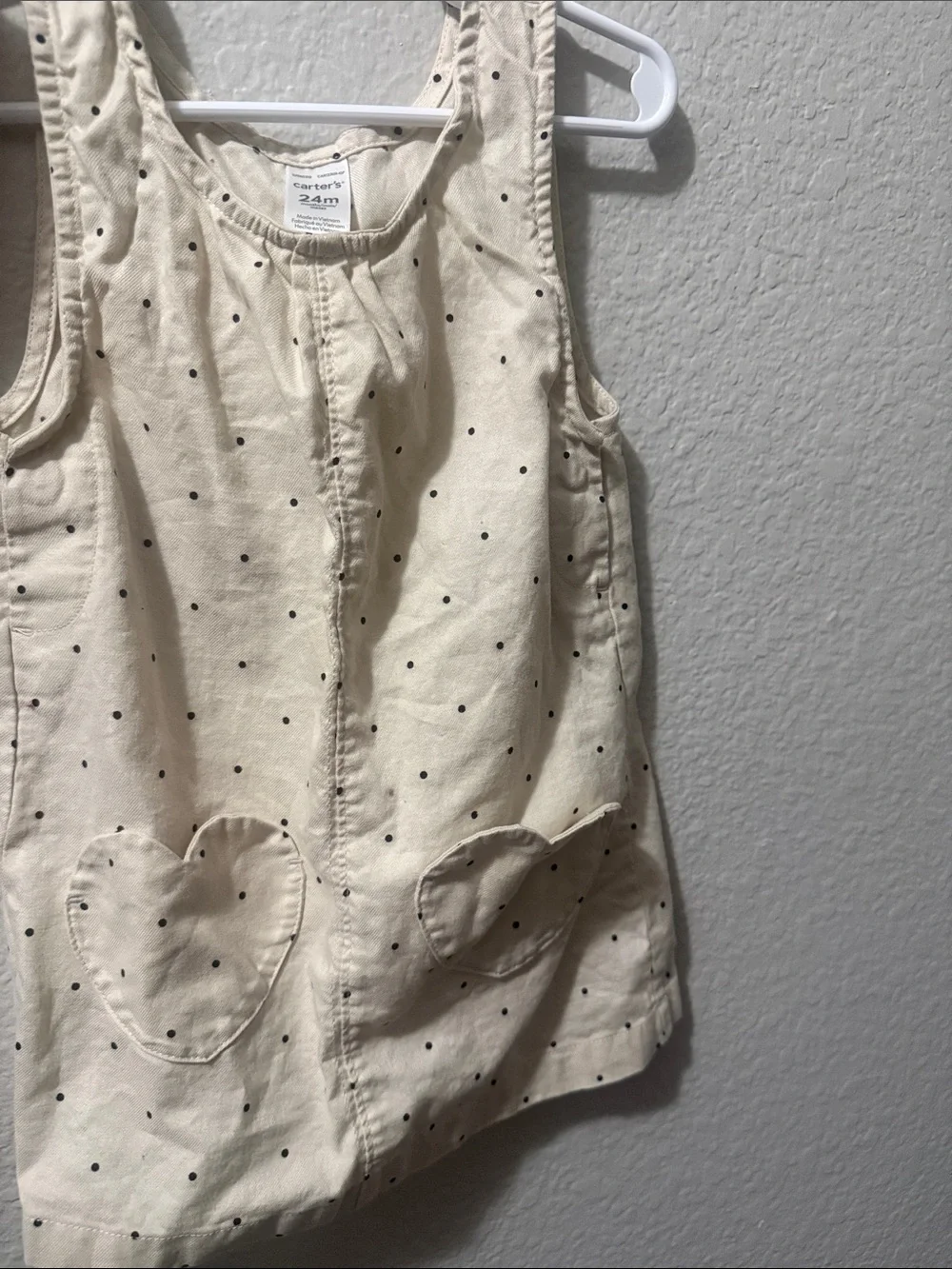 Carter's Cream Polka Dot Heart Pocket Dress